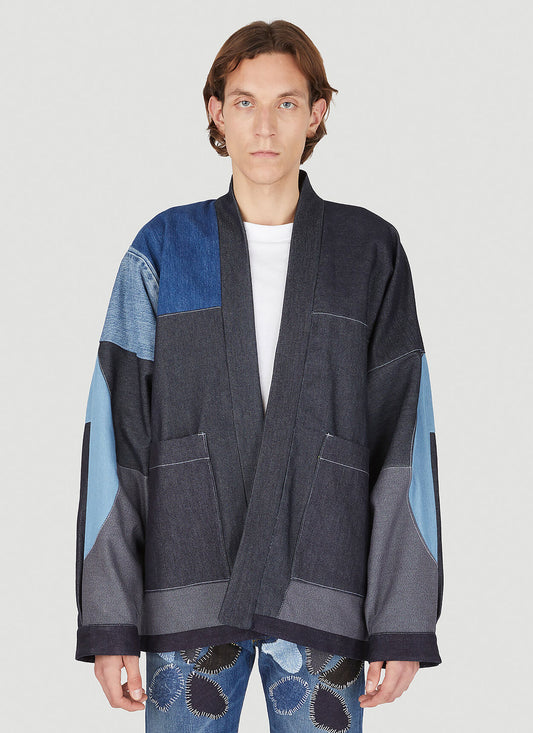 Patchwork Kimono Jacket in Blue