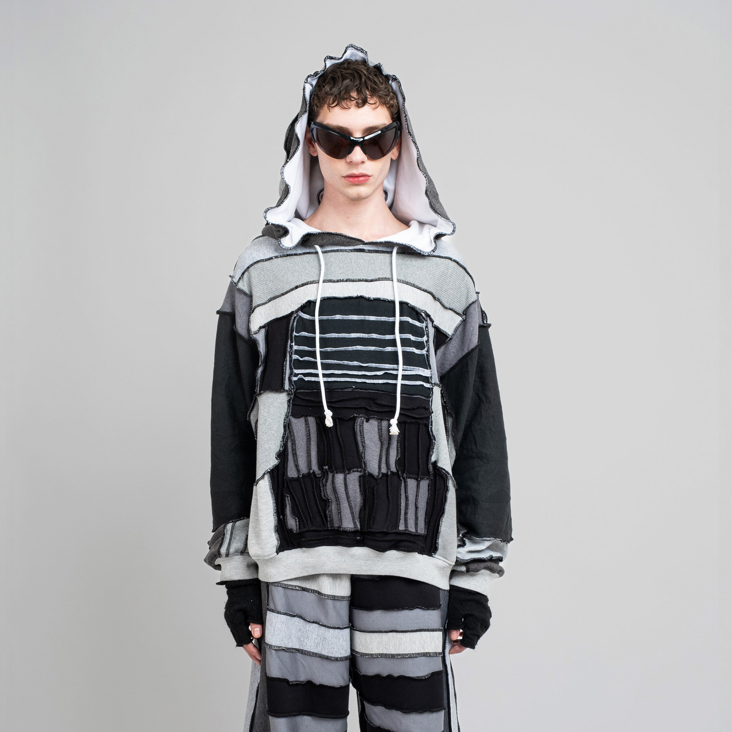 Multi Paneled Hoodie in Grey