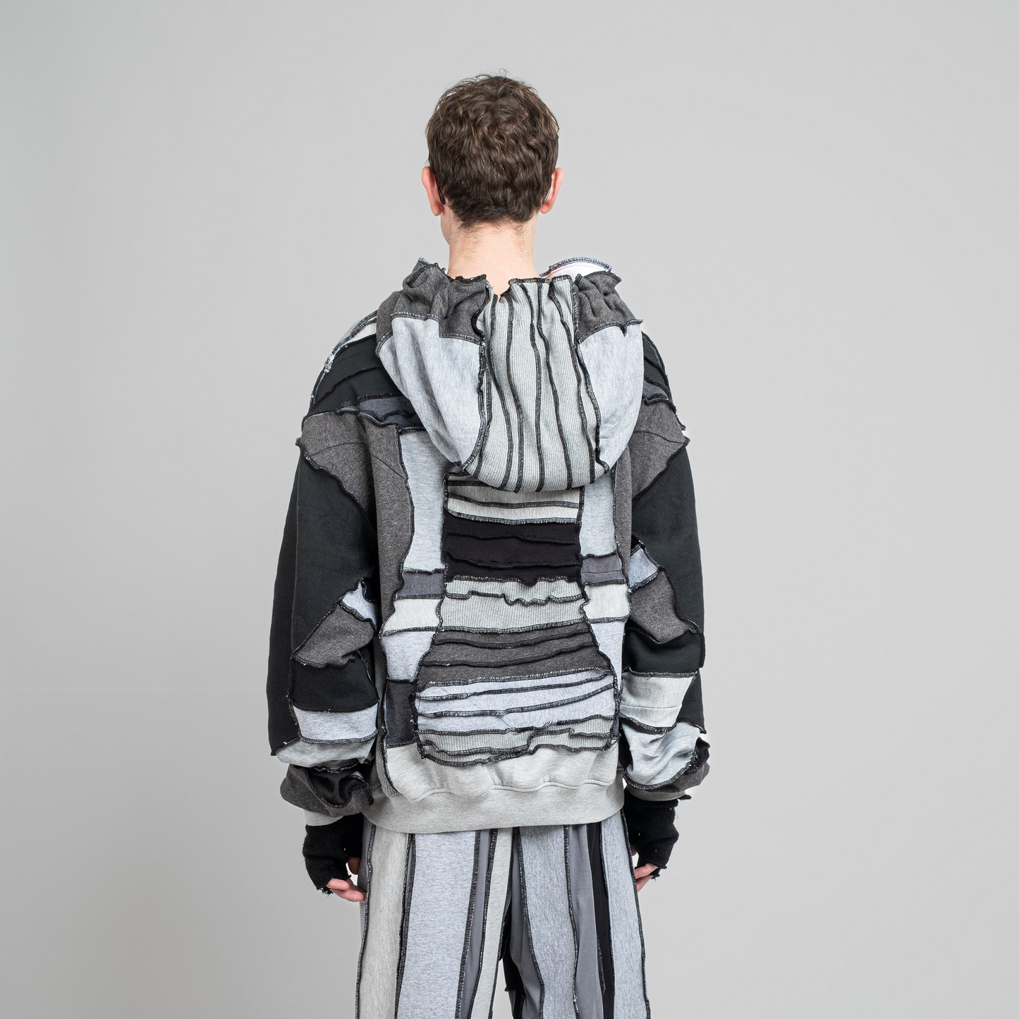 Multi Paneled Hoodie in Grey