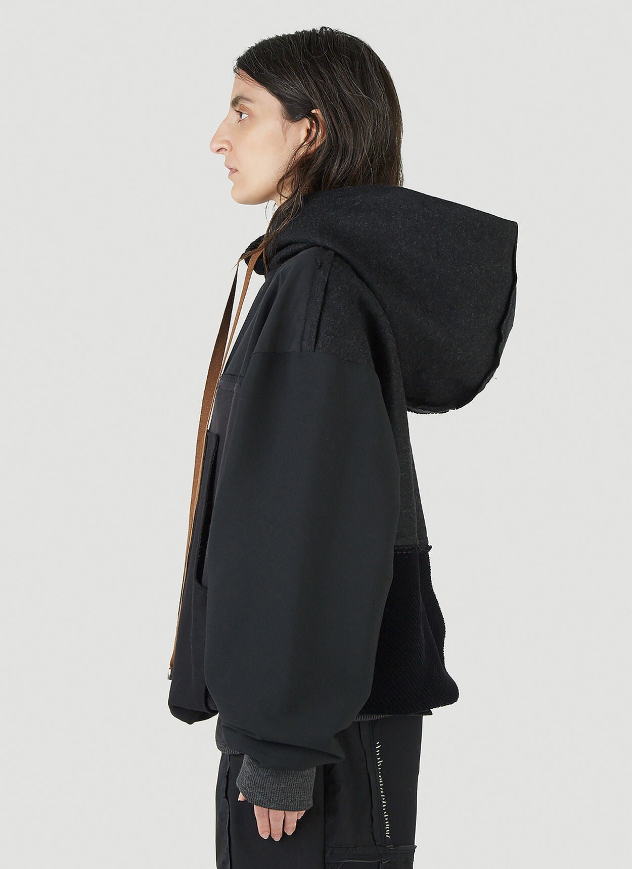 Drawstring Hooded Sweatshirt in Black