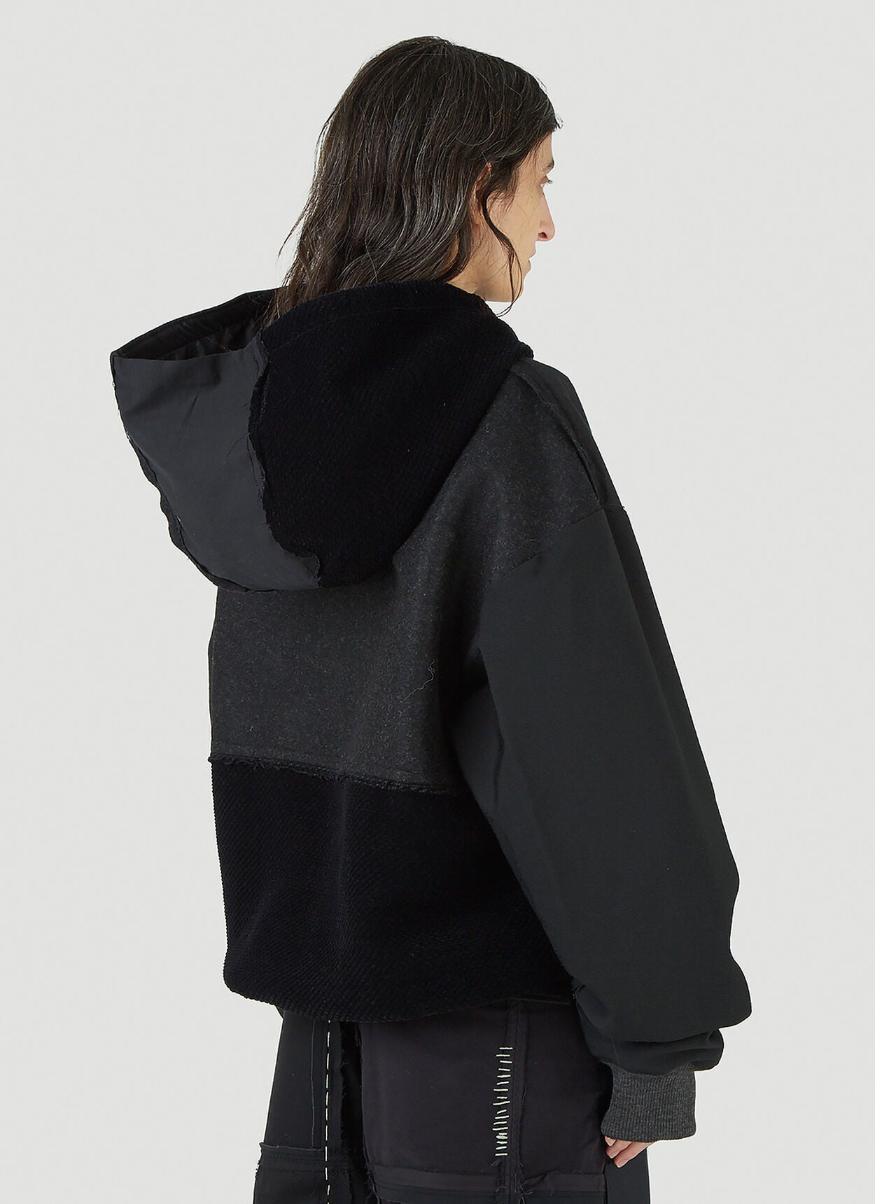Drawstring Hooded Sweatshirt in Black
