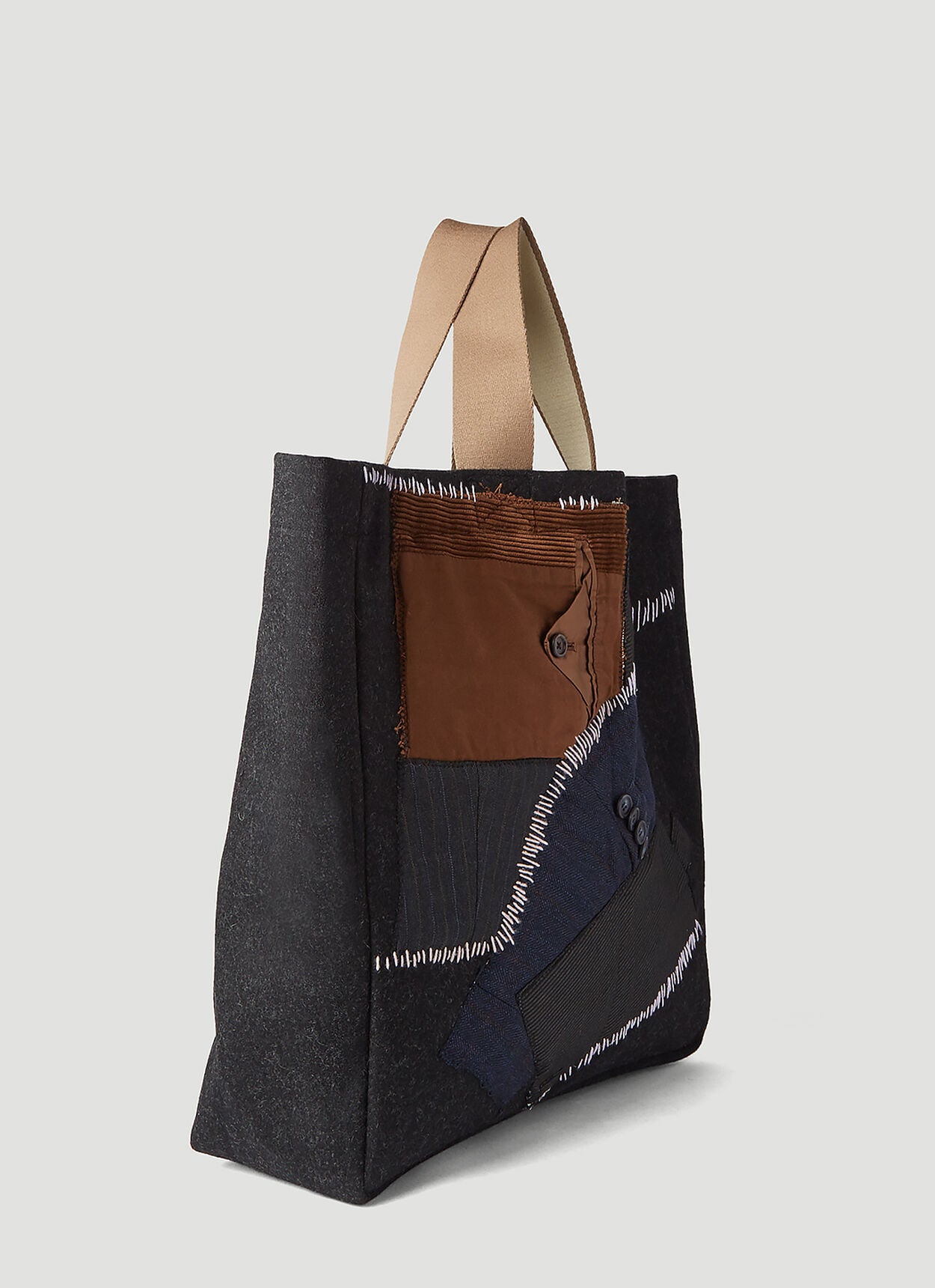Multi Pocket Panel Tote Bag in Black