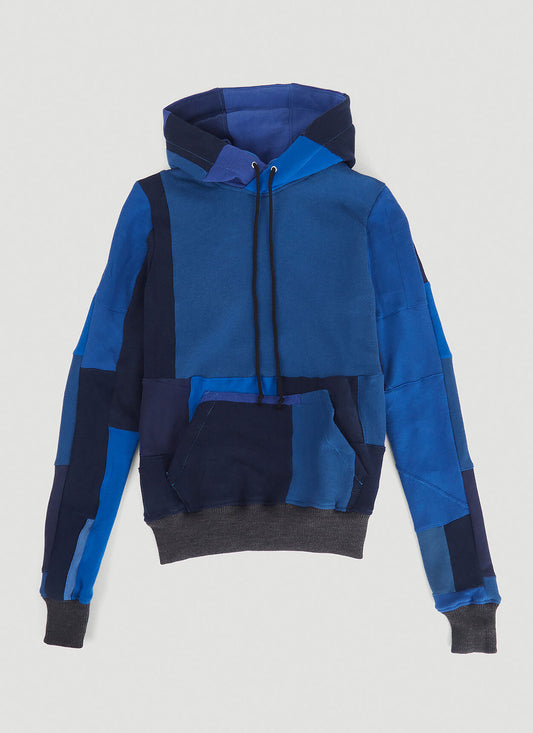 Monochromatic Deconstructed Panelled Hoodie in Blue