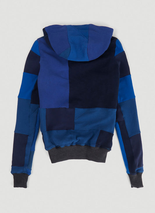Monochromatic Deconstructed Panelled Hoodie in Blue