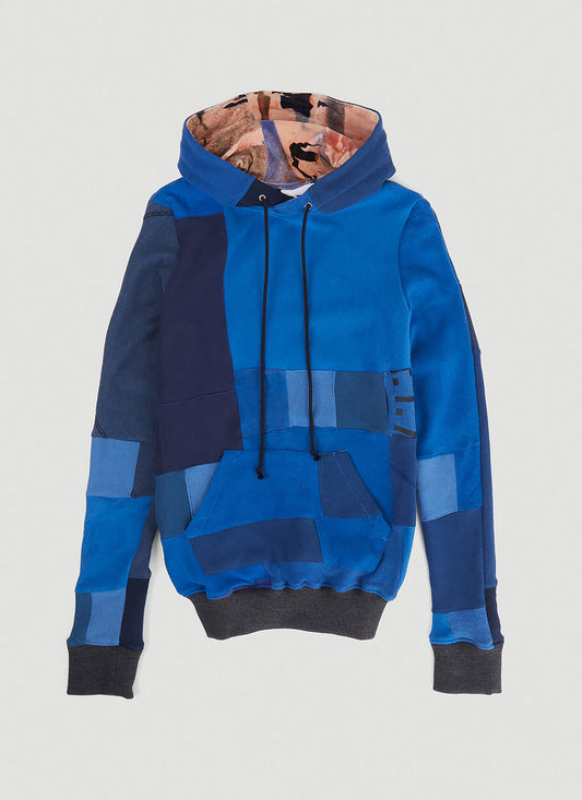 Monochromatic Deconstructed Panelled Hoodie in Blue