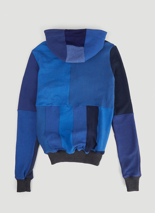 Monochromatic Deconstructed Panelled Hoodie in Blue