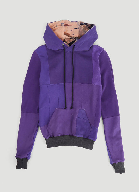 Monochromatic Deconstructed Panelled Hoodie in Purple