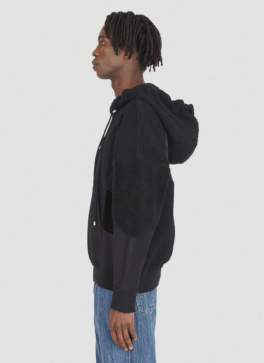 Up-cycled Monochromatic Hooded Sweatshirt in Black