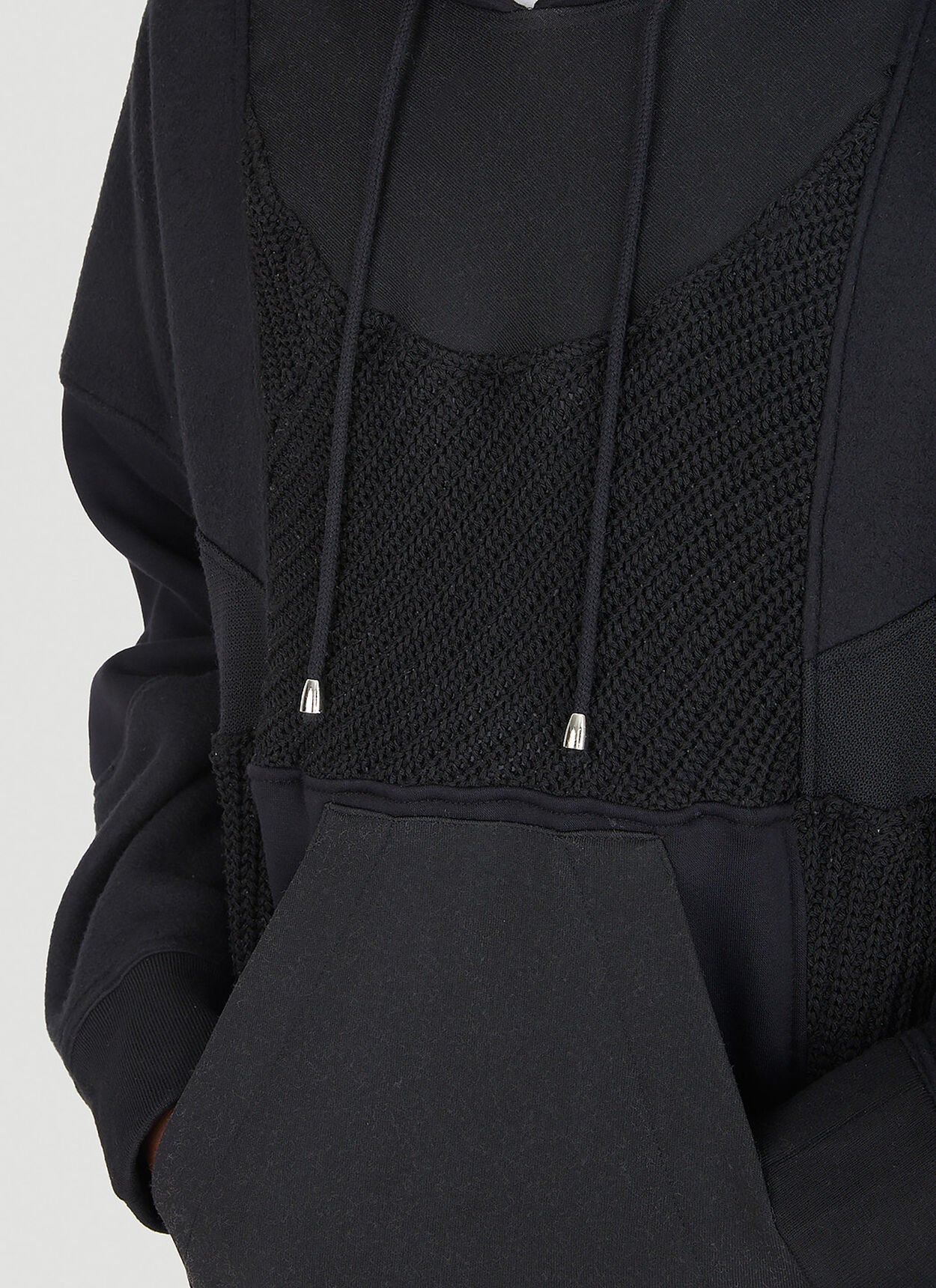 Up-cycled Monochromatic Hooded Sweatshirt in Black