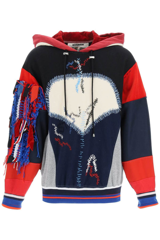 Patchwork Hoodie In Red