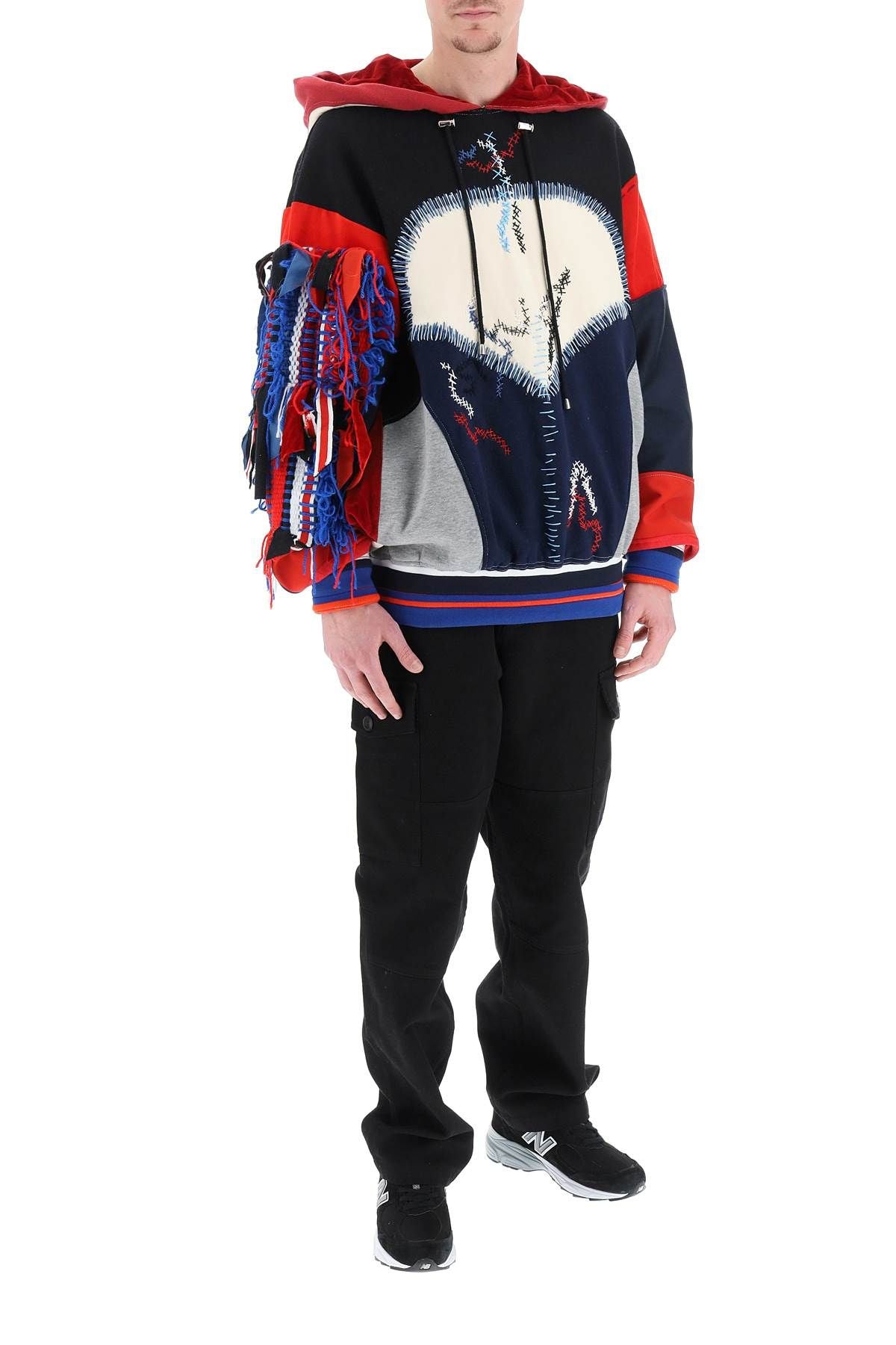 Patchwork Hoodie In Red