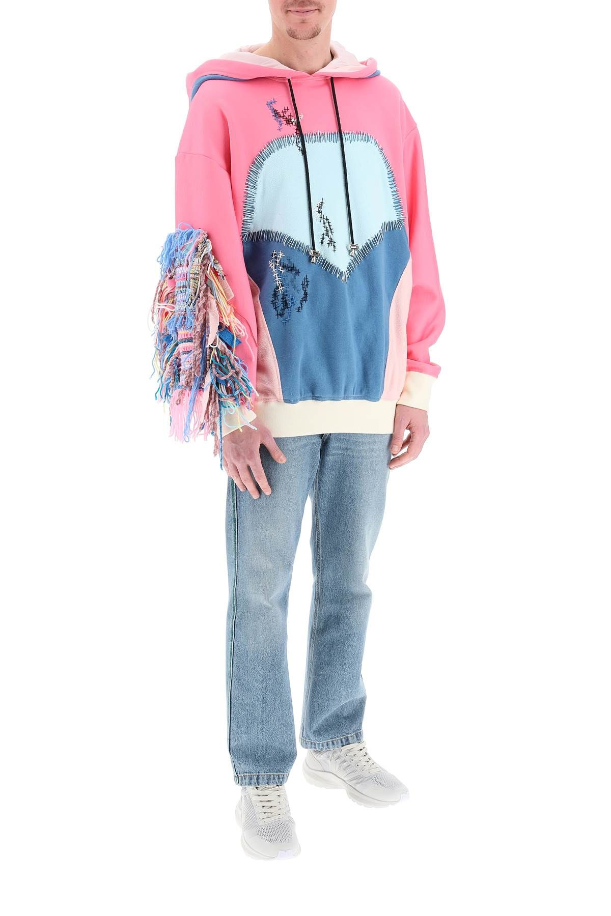 Patchwork Hoodie In Pink