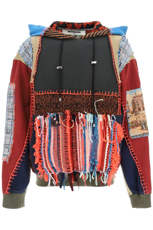 Multicolor Patchwork Hoodie In Pink