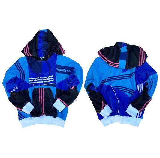 Multi Panel Hoodie In Blue