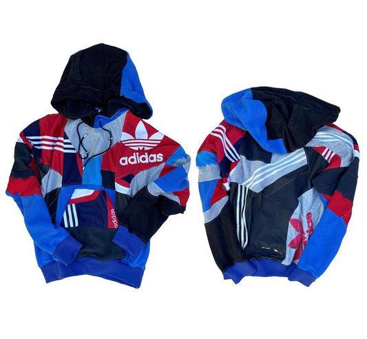 Multi Panel Hoodie In Blue Marine