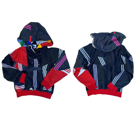 Multi Panel Hoodie In Red