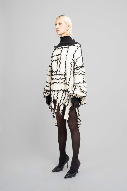 Irregular Knit Sweater In Black