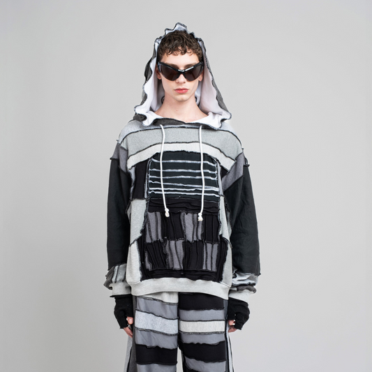 Multi Paneled Hoodie in Grey