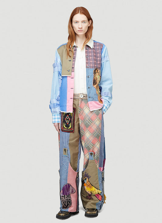Leaf-patterned button-up shirt