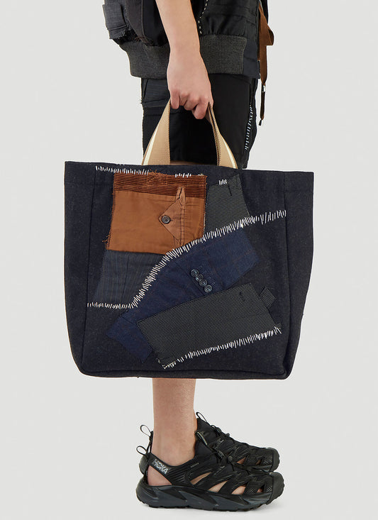 Multi Pocket Panel Tote Bag in Black