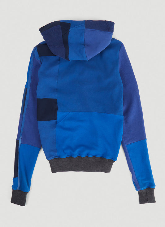 Monochromatic Deconstructed Panelled Hoodie in Blue