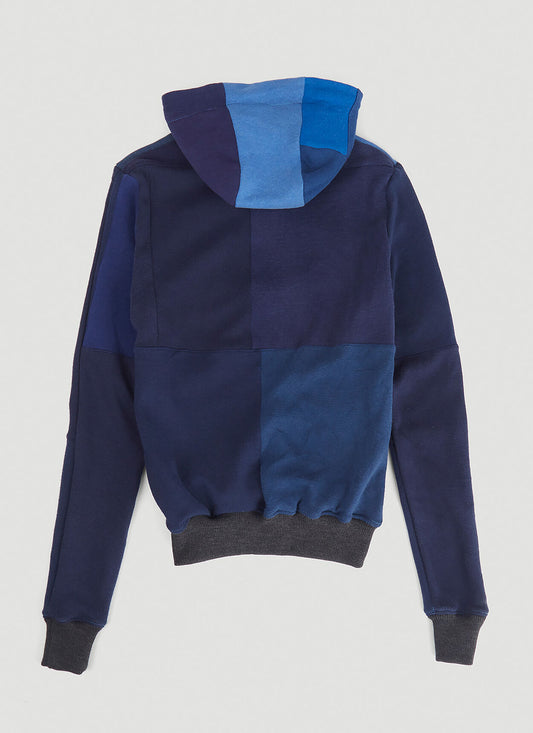 Monochromatic Deconstructed Panelled Hoodie in Blue
