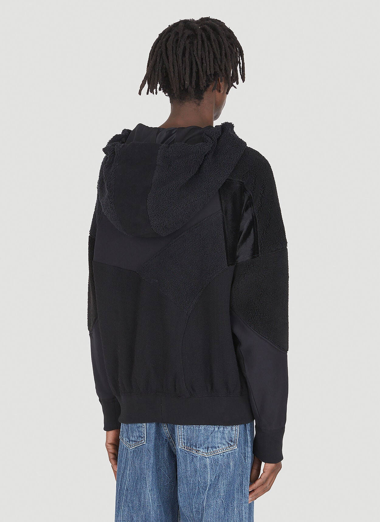 Up-cycled Monochromatic Hooded Sweatshirt in Black