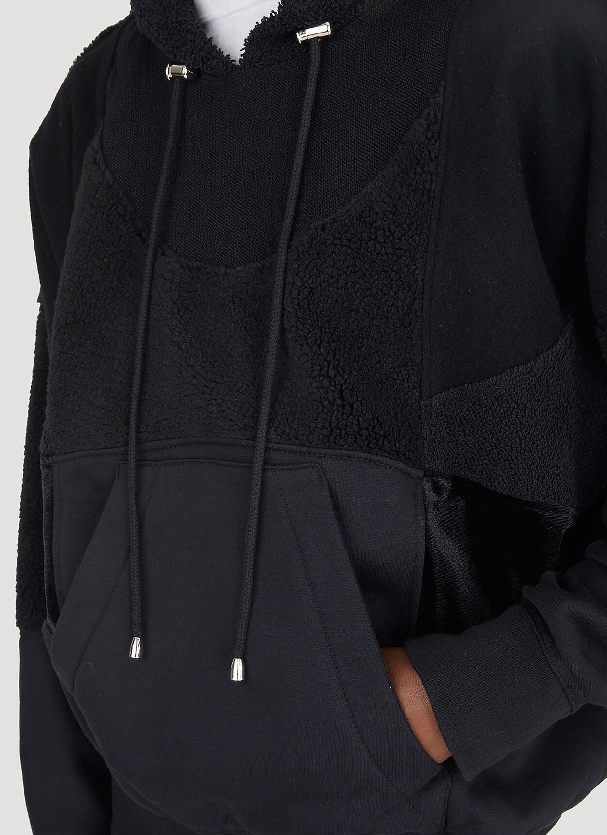 Up-cycled Monochromatic Hooded Sweatshirt in Black