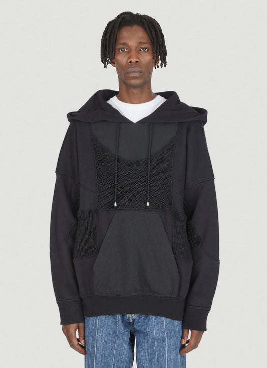 Up-cycled Monochromatic Hooded Sweatshirt in Black
