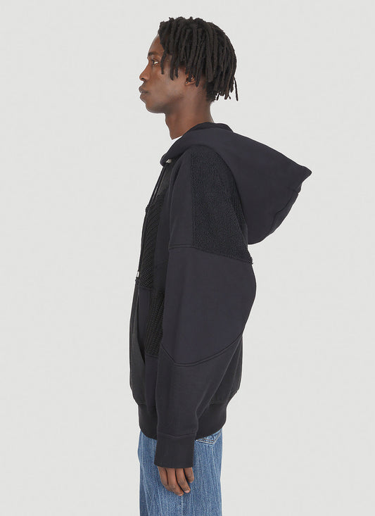 Up-cycled Monochromatic Hooded Sweatshirt in Black
