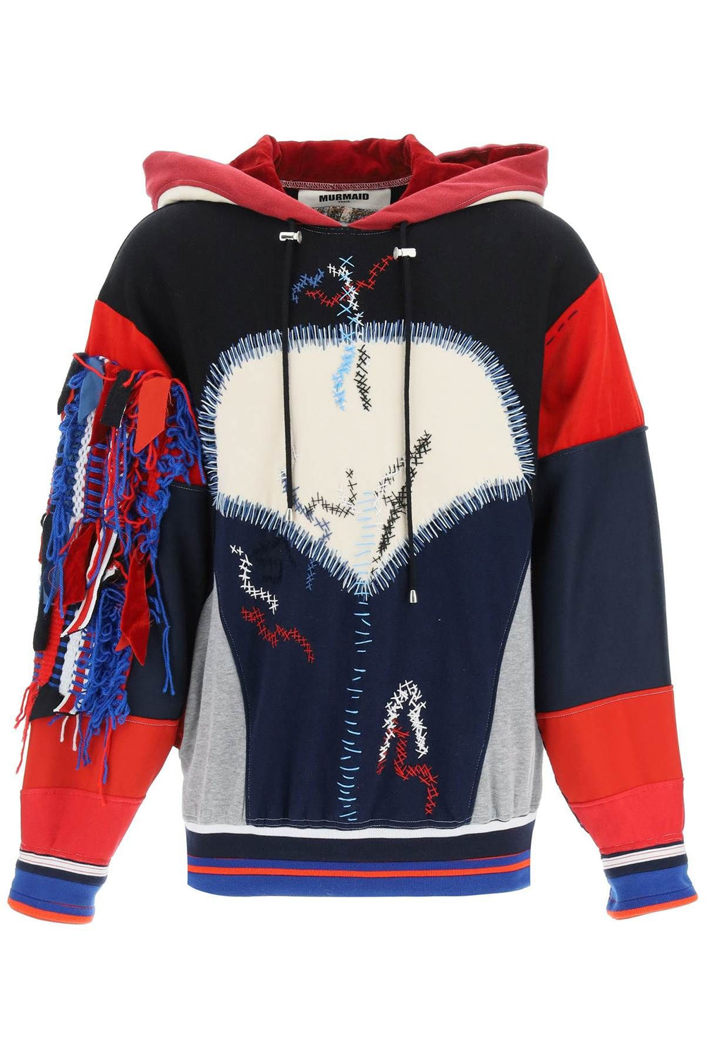 Patchwork Hoodie In Red