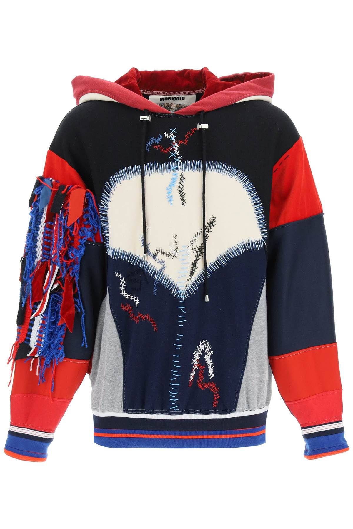 Patchwork Hoodie In Red