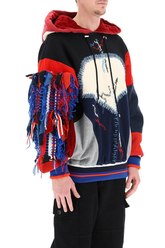 Patchwork Hoodie In Red