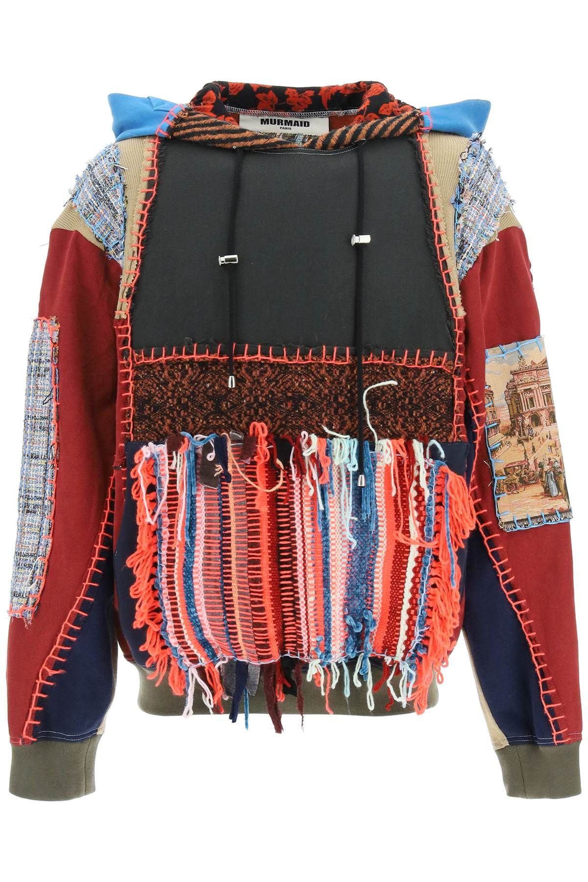 Multicolor Patchwork Hoodie In Pink